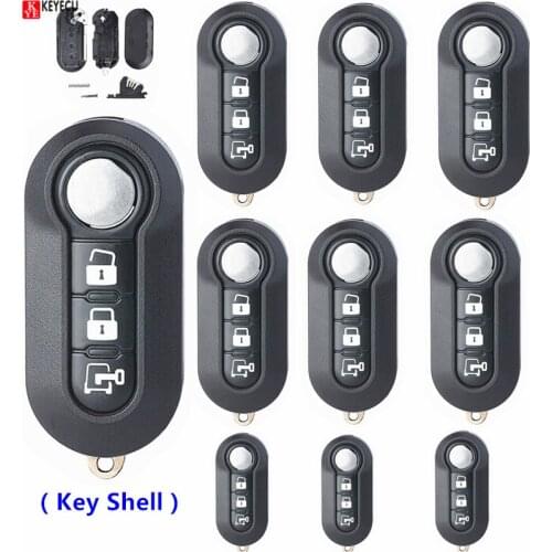 Keyecu Pack of 10 Remote Key Shell 3 Button Fob for Fiat 500L MPV Ducato for Citroen Jumper for Peugeot Boxer 2008-2015