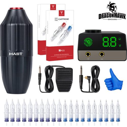 Dragonhawk Mast Top Tattoo Machine Set Kit Motor Rotary Pen Makeup Power Supply