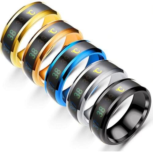 Multifunctional Waterproof Temperature Rings for Women Men Stainless Steel Sense Celsius Intelligent Smart Ring Finger Jewelry