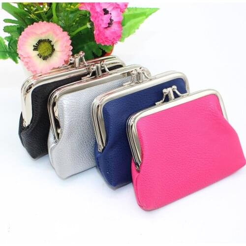 2021 Hot Sales Women Wallet Candy Color Double Layer Coin Purse Simple PU Buckle Wallet Lipstick Portable Money Purse Pocket Bag