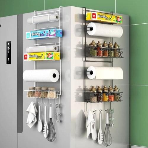 Refrigerator Rack Side Storage Rack Multifunctional Kitchen Spice Rack Wall-mounted Accessories Organizer Creative Household