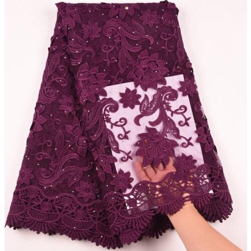 New African Milk Silk Lace Fabric Embroidered Nigerian 3d Flower French Lace Fabric Wine Red High Quality Tulle Lace Fabric 1626