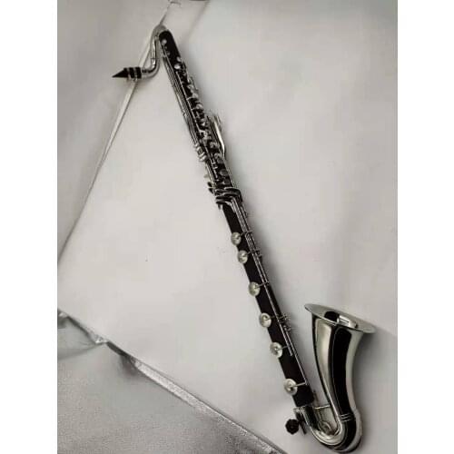 New Arrival Low C Clarinet Silver Plated Keys Bass Clarinet Professional Musical Instrument With Mouthpiece Free Shipping