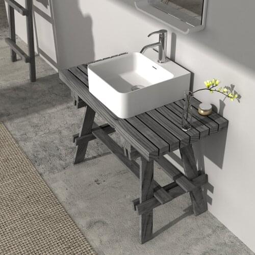 1200mm Modern Up-market Solid Wood Shelf Solid Surface Stone Washbasin Wall Hung Vanity 2600