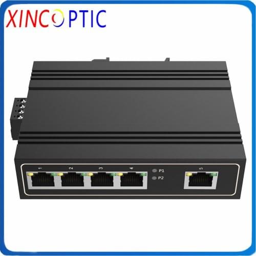5*10/100Base-T Megabit Industrial Switch,Unmanaged 5 port 10/100/1000M Gigabit PoE Mini Ethernet Industrial Network Switch