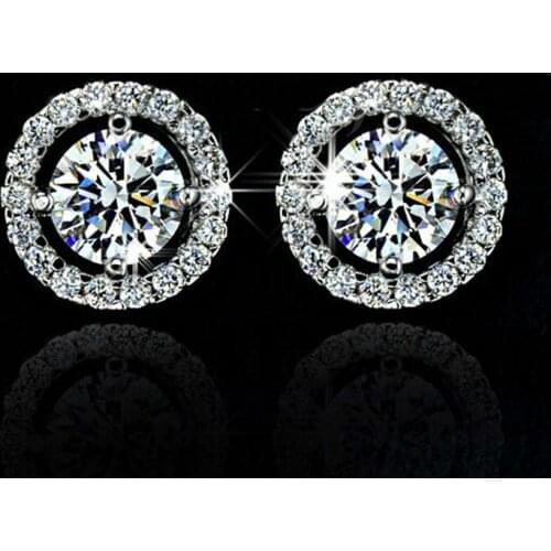 Hot Sale Romantic Jewelry Stud Earrings For Wedding Elegant Silver Color AAA Cubic Zirconia Stone Earring