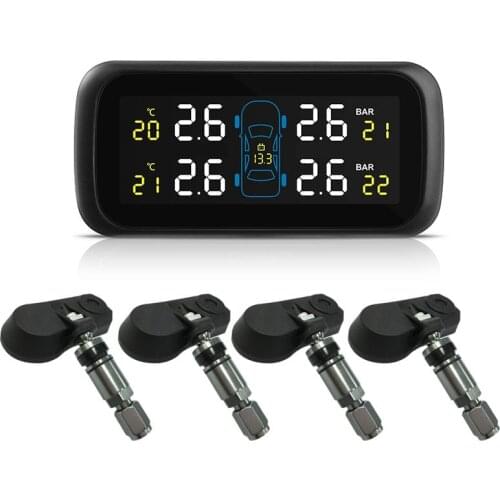 U903Z-TJ TPMS Tire Pressure Alarm Real Time Monitoring With 4 Built In Ordinary Sensors PSI BAR Two Pressure Unit Selection