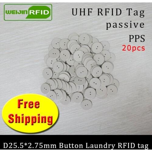 UHF RFID tag heat and water resisting EPC 6C 915mhz868mhz860-960MHZ H3 20pcs free shipping smart passive PPS RFID laundry button