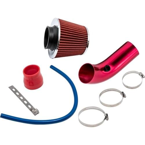Universal 3'' Car Cold Air Intake Filter Induction Kit Aluminum Alloy Pipe Hose Blue Red fit for most car auto truck 1 Set