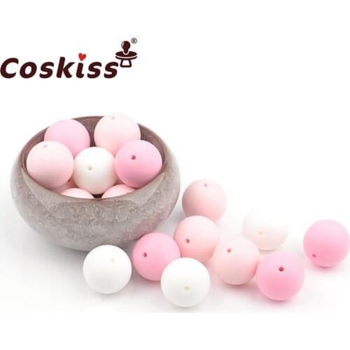 100pc Silicone Baby Teething Teether Beads 15mm Safe Food Grade Care Chew Round Silicone Beads Necklace