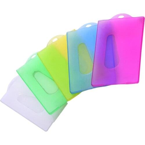 20pcs Holder Sleeve Protector for ID Credit Bus Student Cards Employee Badge (Random Color, Surface with Hole)