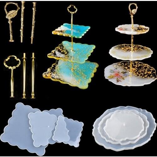 3-Layers Fruits Trays Coaster Silicone Molds Cake Stand Agate DIY Crystal Epoxy Resin Dishes Home Decoration