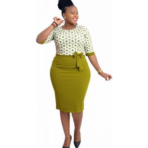 6XL Plus Size Fashion Dot Print Patchwork African Dresses Women 2021 New African Design Office Lady Dress Elegant Party Vestidos