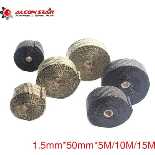 Alconstar 1.5mm*50mm*5M 10M 15M Motorcycle Exhaust Thermal Exhaust Tape Header Heat Wrap Resistant Downpipe For Motorcycle Car