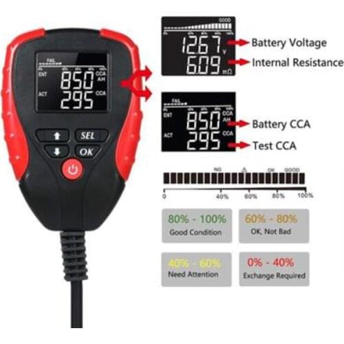 AE310 Automotive 12V Digital Battery Battery Tester Tester Analyzer Electric Vehicle Life Resistance