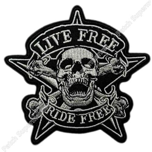 3.9" LIVE FREE RIDE FREE biker vest tattoo biker patches for jacket Motorcycle Custom Patch applique for men clothing