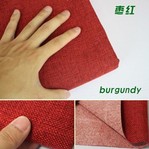 Burgundy Coated Linen Fabric Sofa Cushion Fabirc DIY Craft Sewing Cloth Outdoor Linen Blend Fabric Upholstery 58" wide -Per yard