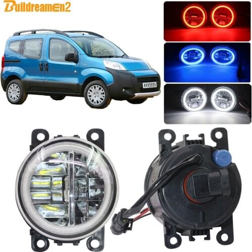 Buildreamen2 Car H11 LED Fog Light Kit 4000LM Angel Eye Daytime Running Light 12V Styling For Peugeot Bipper Tepee 2008-2018