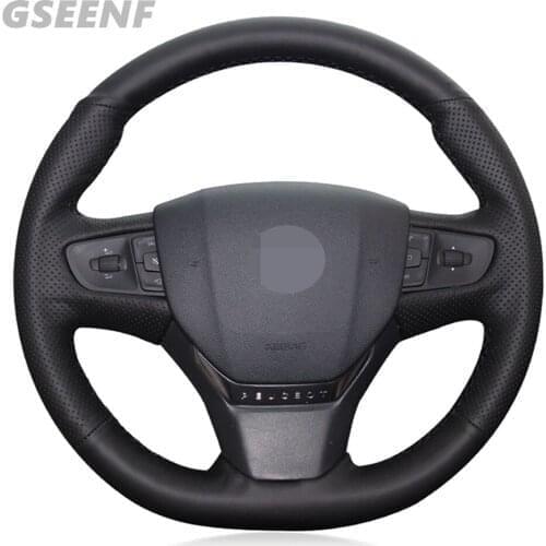 Car Steering Wheel Cover For Peugeot 408 2014-2015 Black Hand-stitched Artificial Leather DIY Steering Wheel Cover