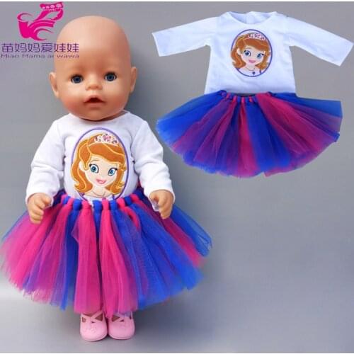 For Baby Dolls Clothes Cartoon White Shirt and Black Jeans Pants Also Fits for 18 Inch Doll Outwear Sets