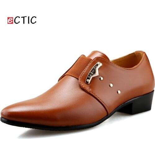 ECTIC Mens Oxford Business Shoes Soft Casual Breathable Smart Flats Office Dress Leather Platform Shoe Wedding