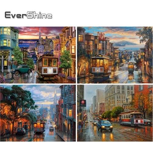 EverShine Diamond Mosaic Street 5D Diamond Paintng Full Square Landscape Cross Stitch Sale Bead Embroidery Gift Home Decor