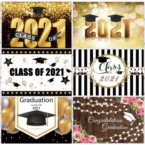 Graduation Backdrop Back To School Balloon Glitters Bachelor Cap Party Photography Background For Photo Studio Props