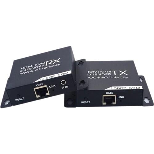 HD 50M RJ45 1080P @ 60Hz Optical Transceiver KVM Supports USB Keyboard and Mouse POC Power Supply TX and RX IR Remote Support