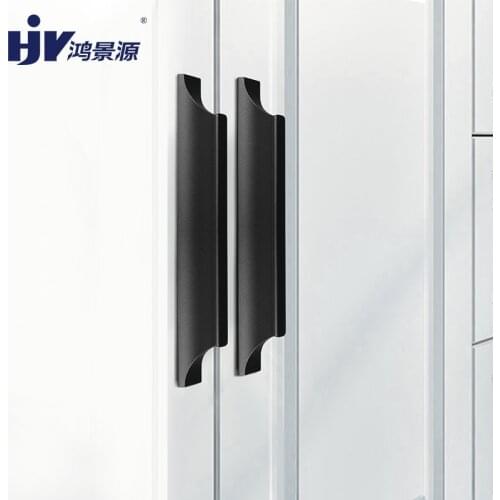 HJY Furniture Black Handles Cupboard Aluminual Handles for Cabinets and Drawers Drawer Pull Bathroom Hardware Fittings A138