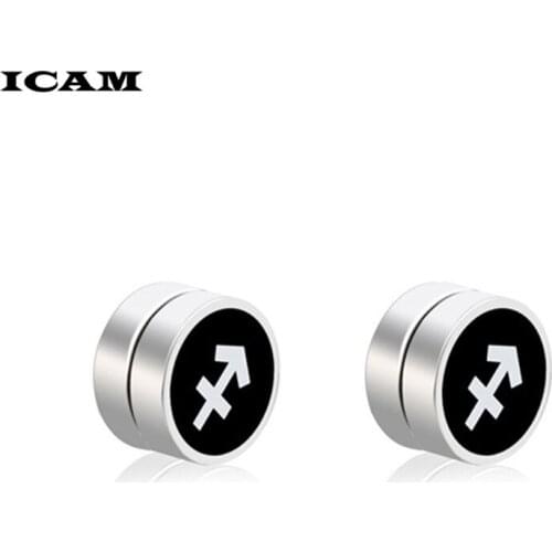 ICAM 1 Pair Punk Mens Strong Magnet Magnetic Ear Stud Non Piercing Fake Earrings for Boy Girl Earring Stud