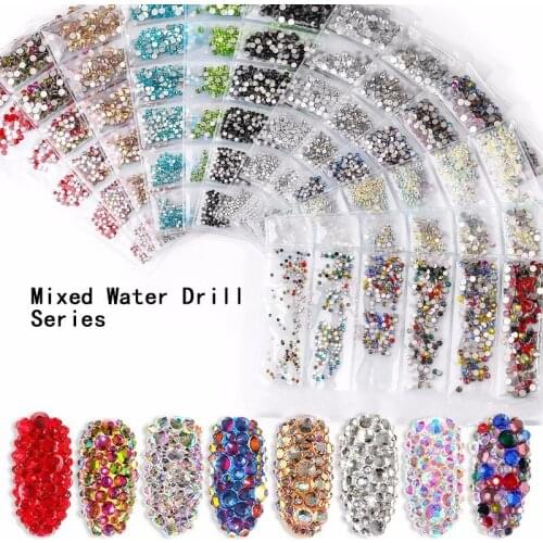 Pulaqi SS4-16/Pack Nail Rhinestone For Clothing Armor Jewelry Flat Bottom Glass 6-Size Mixed Loading Fund In Bags Diamond F