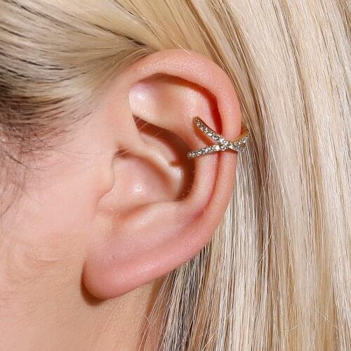 Ear Cuff For Women 1 pcs Charming Zircon Clip On Earrings Gold earcuff Without Piercing Earrings Jewelry