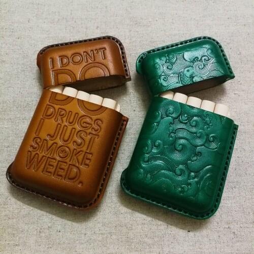 Handmade Cigarette box of smoking gift for Genuine Leather Cigarette Case Box of 10pcs leather carft cigartte box cover case