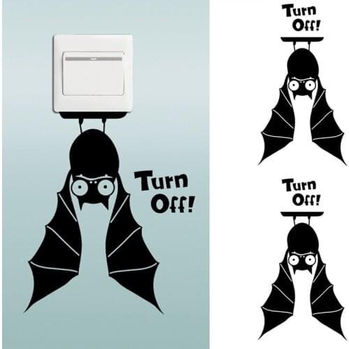 Creative Bat Switch Sticker Cartoon Animals Halloween Decoration Vinyl Wall Stickers