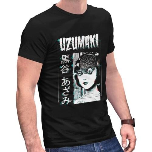 Cool Harajuku T Shirt Men Tomie Junji Ito Uzumaki Short Sleeve Cotton T-shirt Print Horror Manga Anime Azami Kurotani Tee Tops
