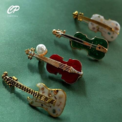 Fashion Musical Instruments Brooches Guitar Violin Cello Piano Pins for Women Girl Kids Collar Brooch Cap backpack Suit Pin