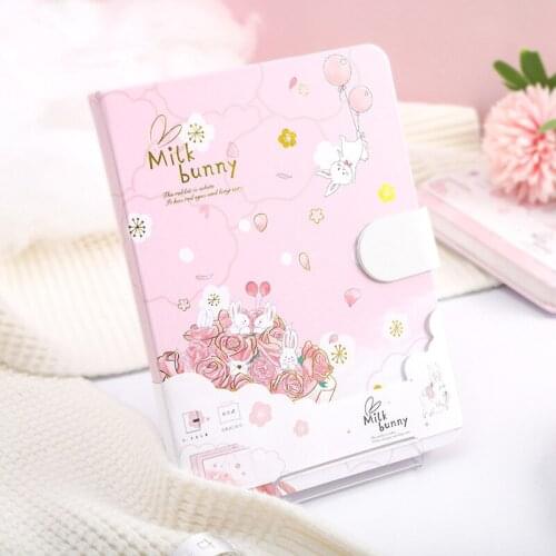 "Milk Bunny" Cute Hard Cover Journal Diary Girls Beautiful Drawing Notebook Notepad Planner