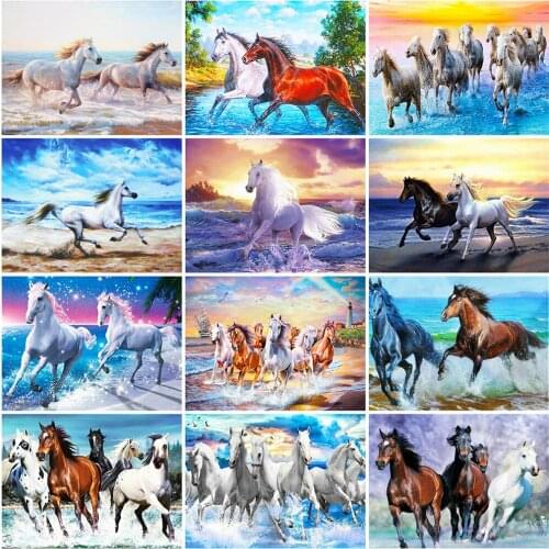 MomoArt 5D DIY Diamond Embroidery Horse Full Square Diamond Painting Animal Cross Stitch Mosaic Home Decor Gift