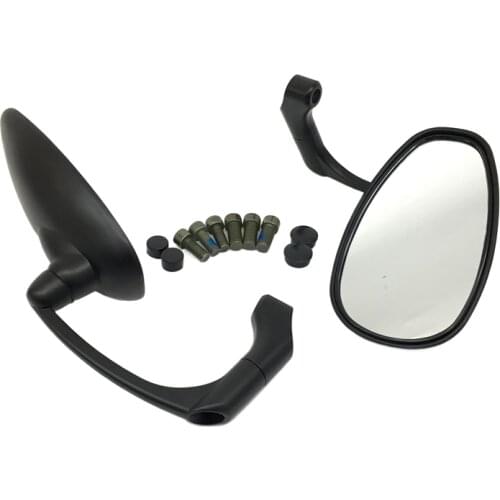 Motorcycle Universal 8mm 10mm Black Rearview Side Mirrors Oval Bar End For Honda Suzuki Kawasaki Yamaha Scooter Offroad Touring