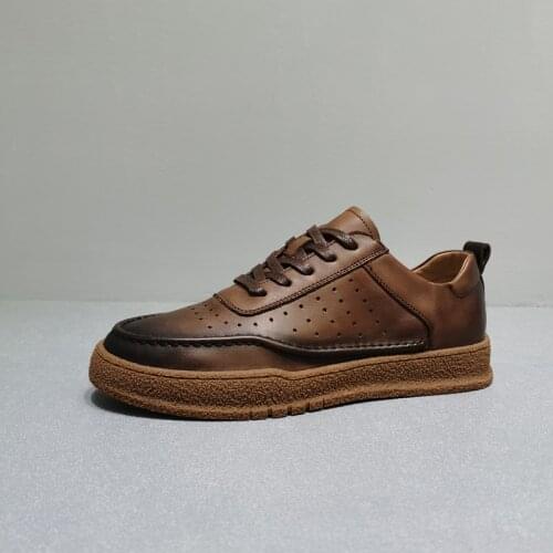 2021 New Japanese Spring Summer Men Casual Shoes Vintage Real Cow Leather Breathable Loafers Men Sneakers Luxury Brand Lace-up