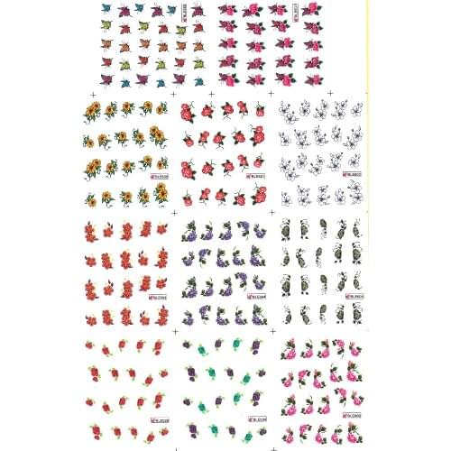 11 PACKS/LOT UPRETTEGO NAIL ART BEAUTY WATER DECAL SLIDER NAIL STICKER FLOWER POPPY MARIGOLD CARNATION BLE598-608