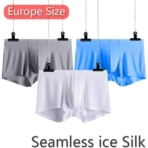 Underwear men Boxer shorts mens Ice silk Seamless summer Slim design soft sexy kilot male mens underpants cueca boxer homme