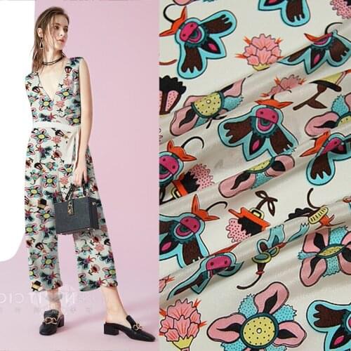New inkjet silk crepe de chine fabric summer 15mm floral shirt dress crepe de chine silk fabric wholesale silk cloth 137cm
