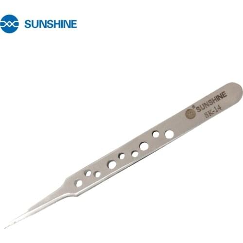 SUNSHINE SK-14 Stainless Steel Tweezers Straight Bend ESD Multifunction eyelash Tweezers for Moblie PC Repair Hand Tools DIY