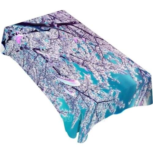 Rectangle Table Cloths Japanese Sakura Flowers Blue Sky For Dining Bbq Picnic Coffee Table