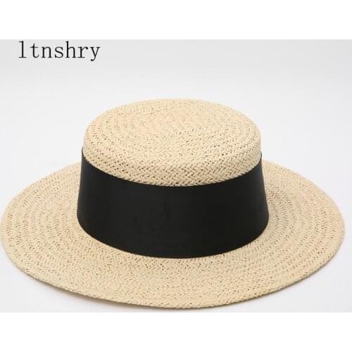Ladies Sun Fedora Hats Straw Hat European and American Retro Gold Braided Hat Female Sunshade Flat Cap Visors Hats Breathable