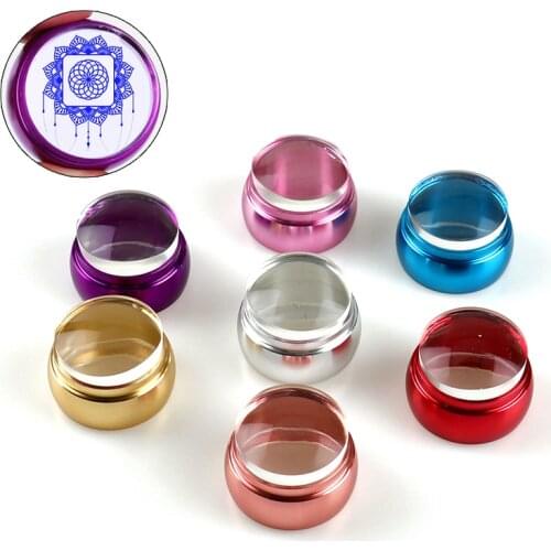 1Set Silicone Head Transparent Stamp Metel Handle Nail Art Jely Stamper Scraper with Cap Manicure Template Stamping Tools