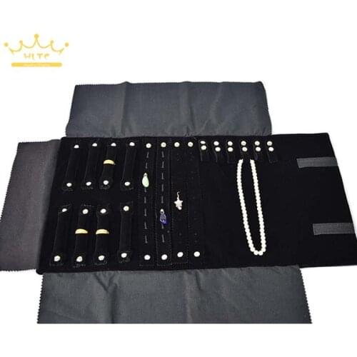 Jewelry Foldable Roll Bag for Travel Portable Carring Case Velvet Organizer Multi Functional Necklace Rings Earrings Storage Box