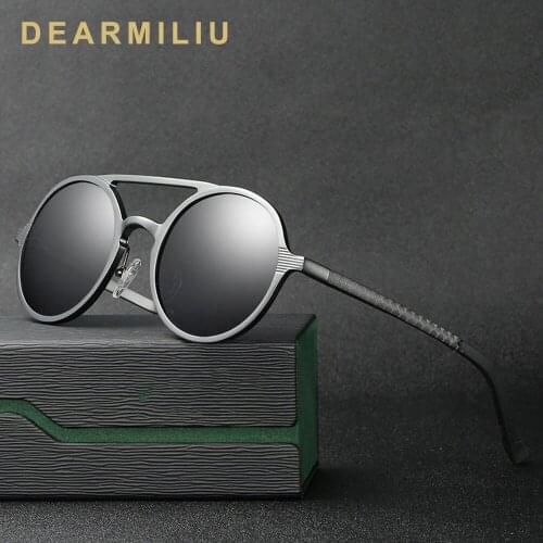 DEARMILIU Brand Unisex Aluminum magnesium Polarized SunGlasses Coating Mirror Driving Sunglasses Round Eyewear For Men/Women