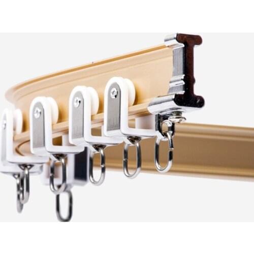 Super toughness free bending curtain track golden double top mounted rail curtain rod Roman rod single and double curtain track